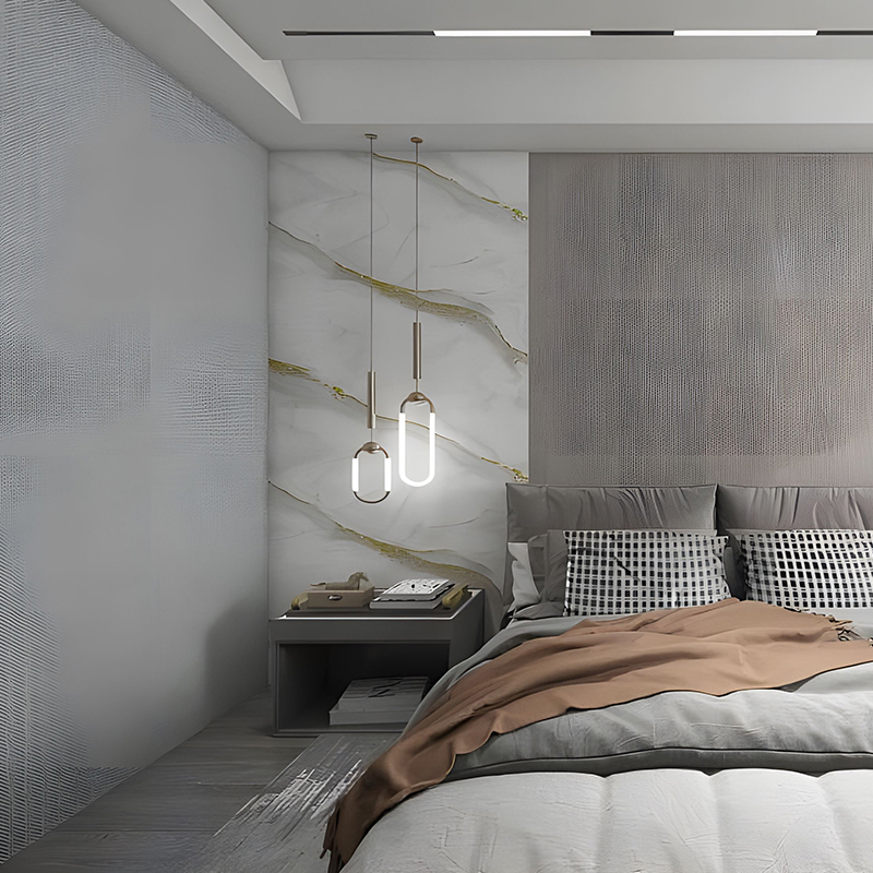 Goldene Wellen-Wolkenmuster-Schlafzimmerwand-PET-Transferfolie