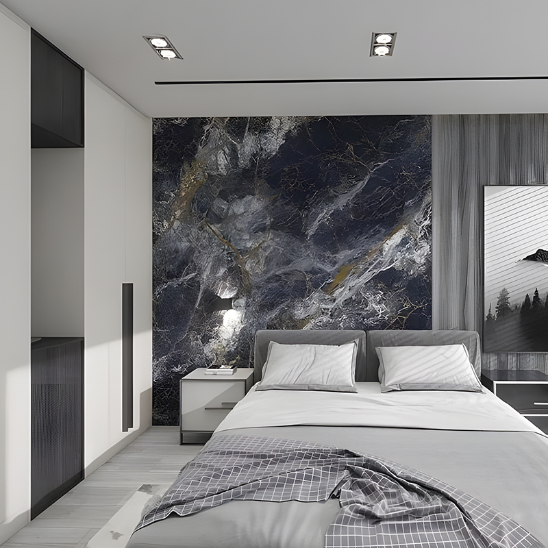 Vergoldeter Inkstone Hotel Schlafzimmer Hintergrund Wanddekoration PET Transferfolie