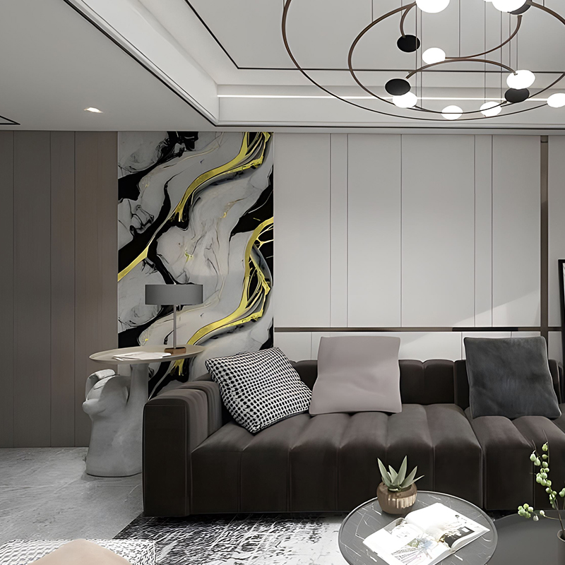 Vergoldete Tinte Stil Schlafzimmer Hintergrund Wanddekoration PET Transferfolie