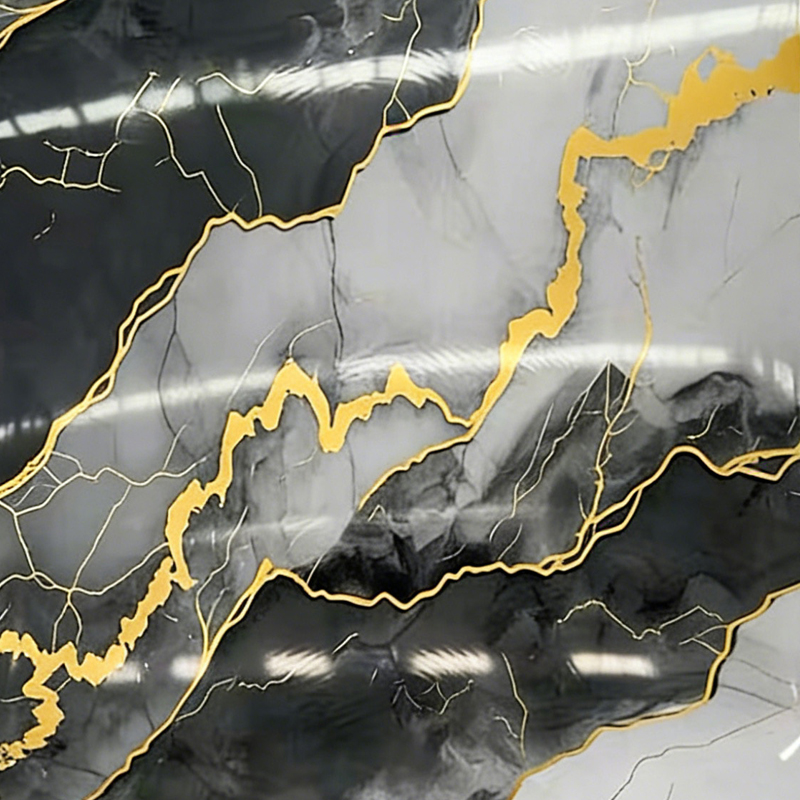 Wasserdichte Goldader-UV-Kunstmarmorplatte für die Wanddekoration