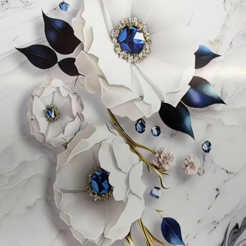 Wasserdichte PVC-Wandplatte aus Kunstmarmor mit Blumenmuster